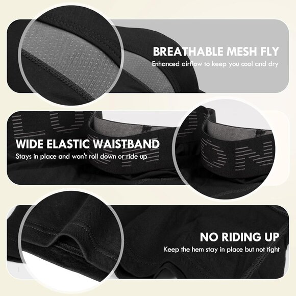 Men’s Boxer Briefs 7 Pack Breathable Bamboo Rayon Soft Trunks w Pouch - Picture 3 of 7